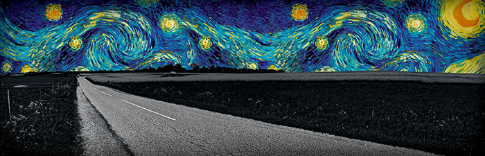 Montagem sobre “a noite estrelada”, de van gogh